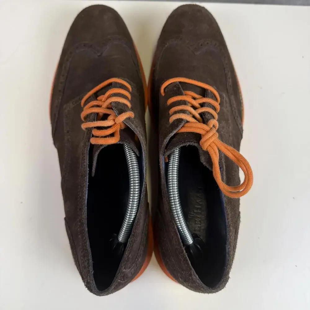 Cole Haan Lunargrand Suede Oxford Shoes Grand OS Brown Orange Men’s Size 11